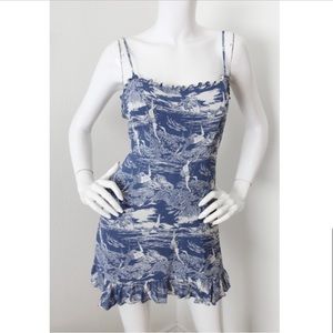 Reformation Ama Toile Print Ruffled Viscose Mini Dress 2